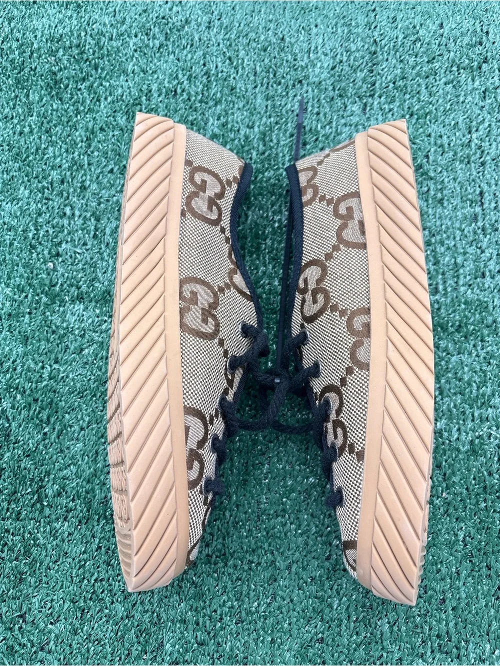 Gucci Kids GG Canvas Sneakers in Brown with Black Trim